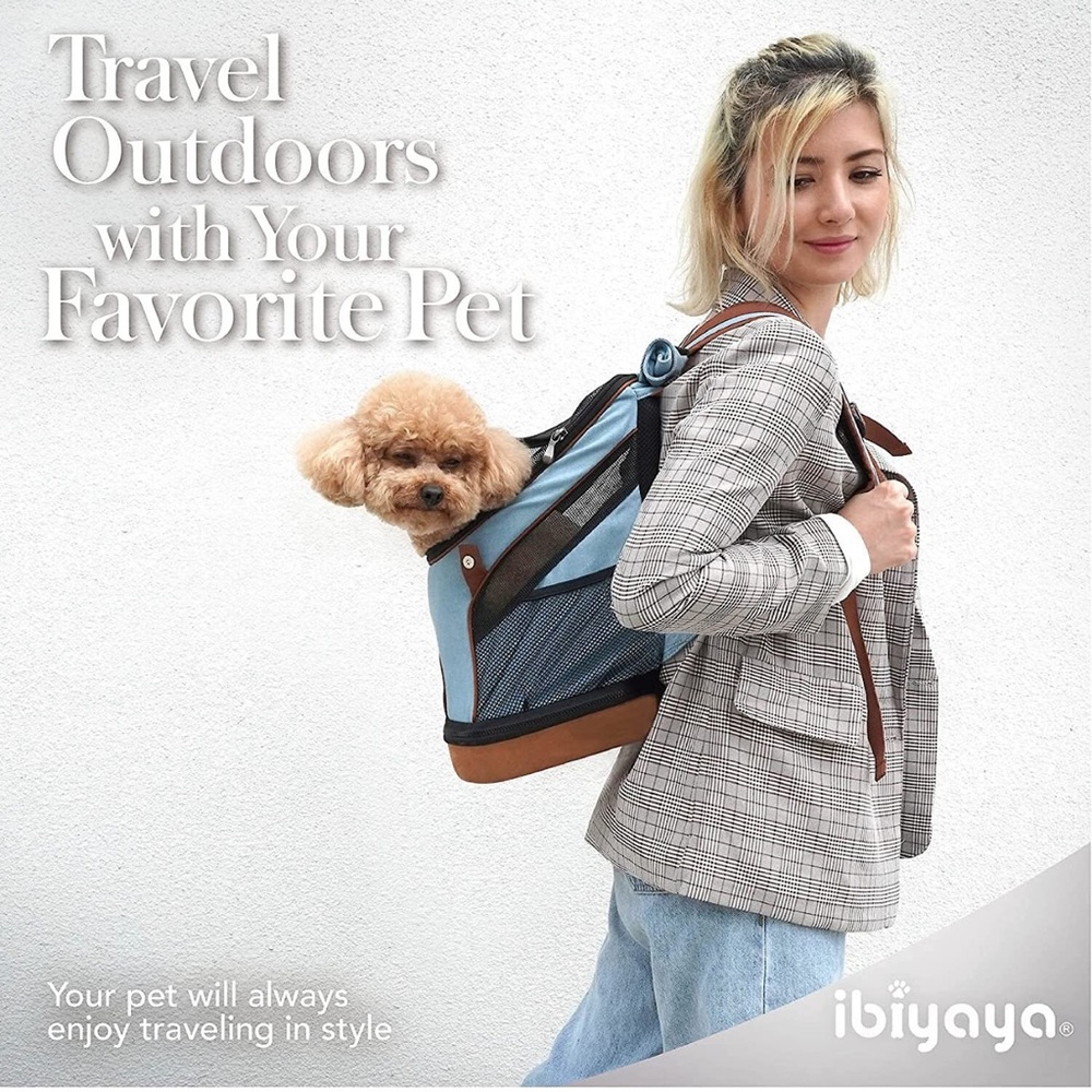 Ibiyaya New Denim Fun Lightweight
Pet Backpack Cat & Dog Carrier, Denim, Small - Picture 5 of 10
